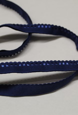 Lingerie elastiek  vouwtresse met kantje 10mm blauw