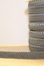 Lingerie elastiek  vouwtresse met kantje 10mm grijs