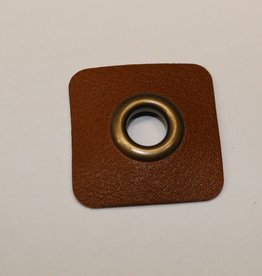 Nestelring met cognac leder