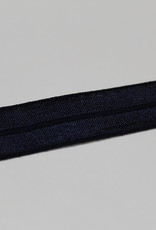 Elastisch biais - lint met vouwlijn glanzend navy