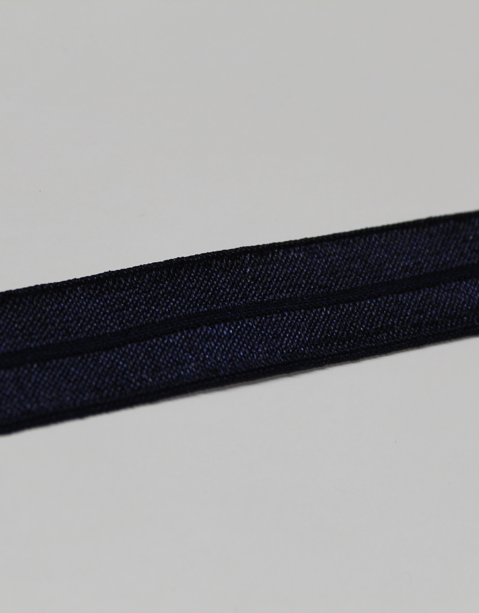 Elastisch biais - lint met vouwlijn glanzend navy