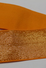 Elastiek oranje gouden glitter 40mm