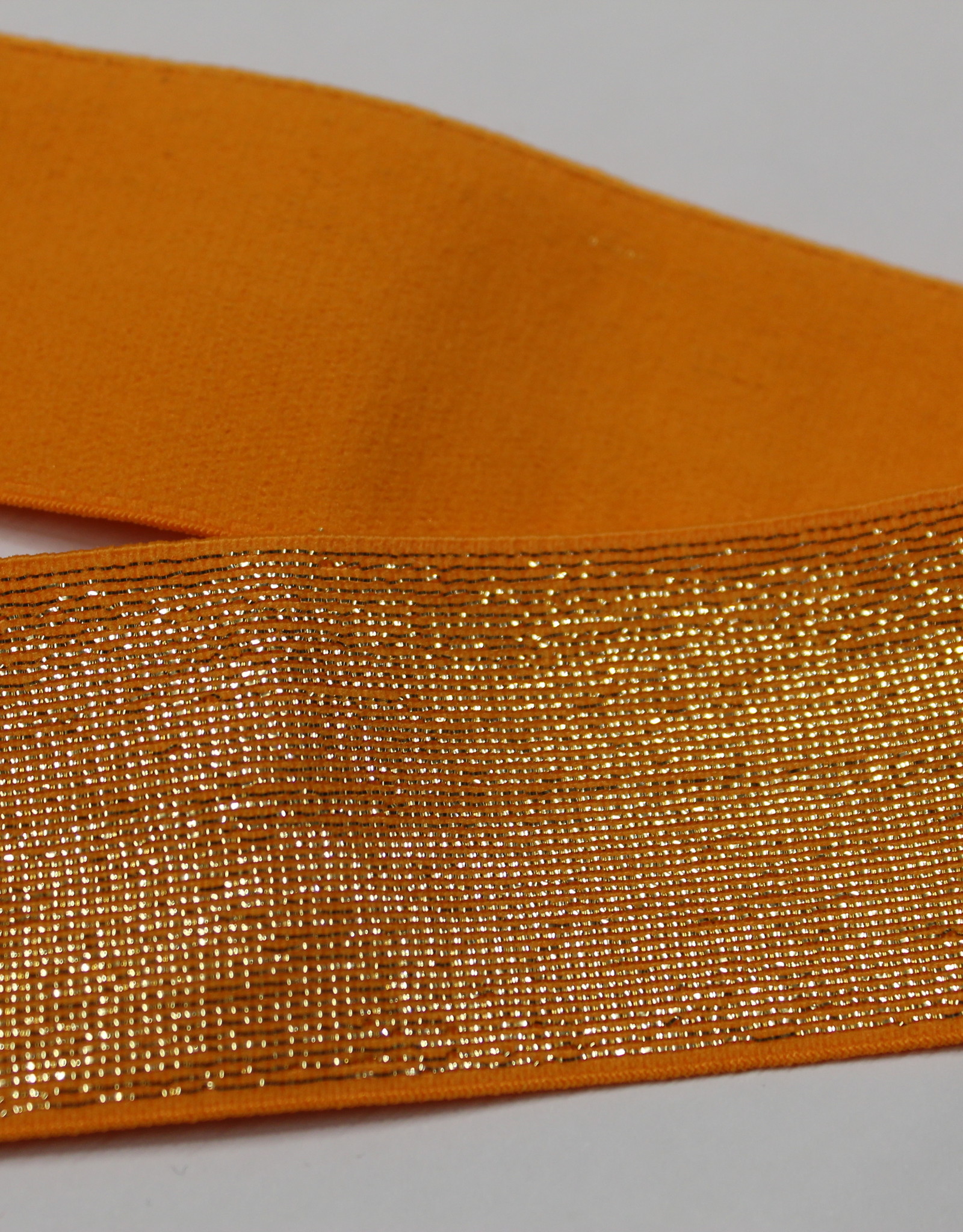 Elastiek oranje gouden glitter 40mm