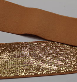 Stoffenschuur selectie Elastiek beige gouden glitter 40mm