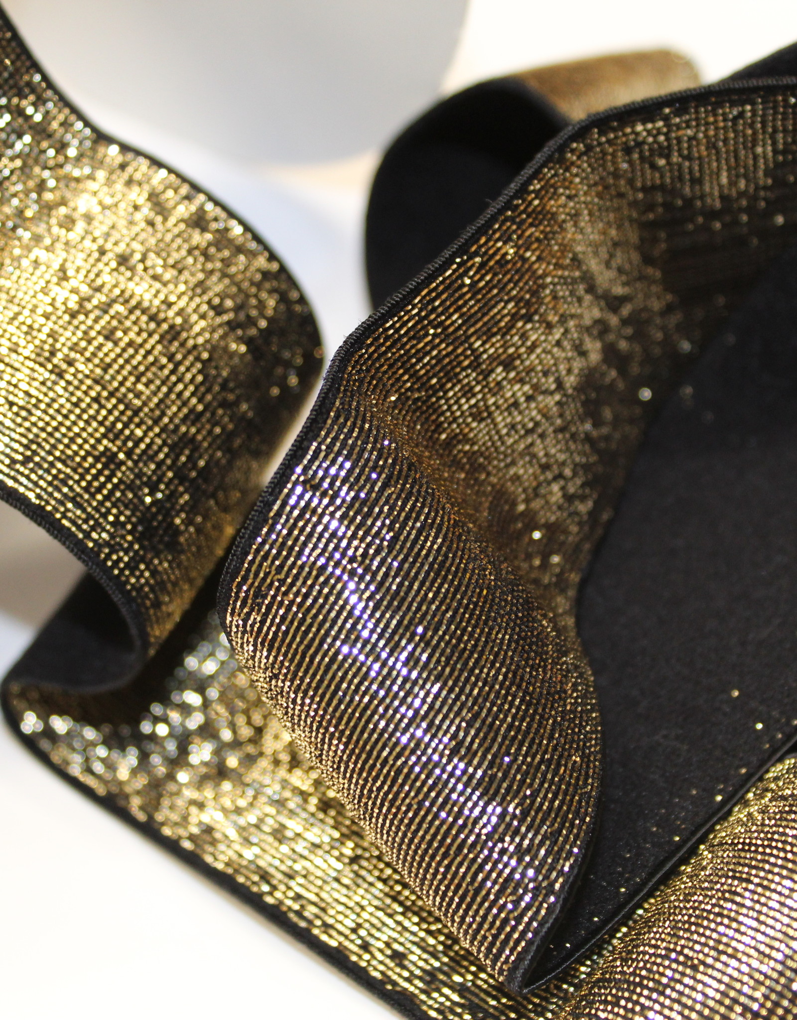 Elastiek zwart gouden glitter 40mm