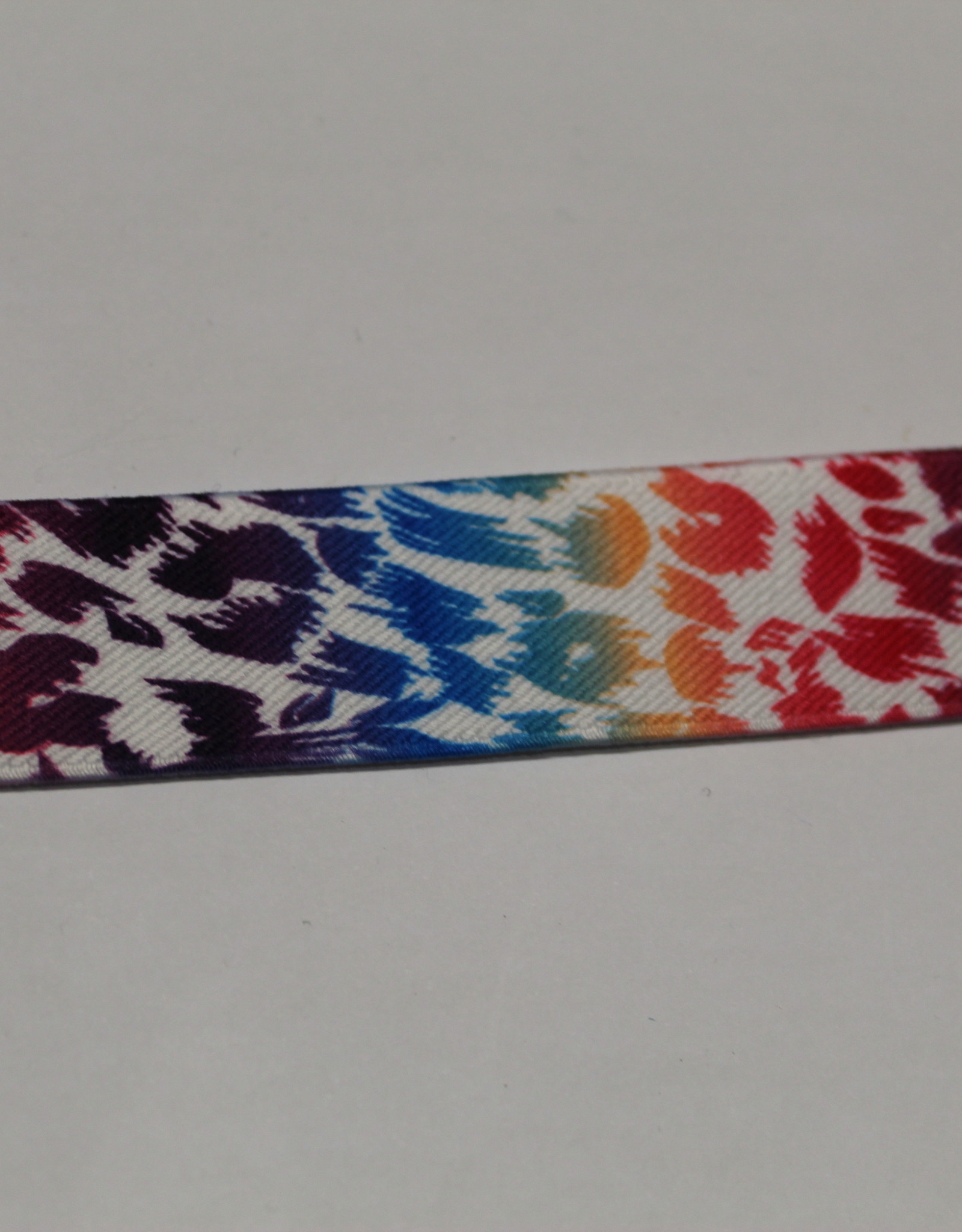 Elastiek leopard multicolor print 25mm