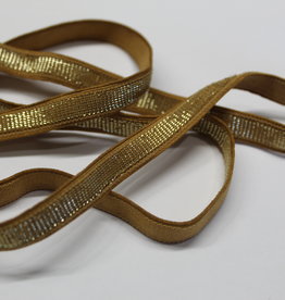 Elastisch lint 10mm oker met gouden glitters