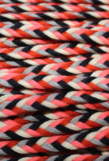 Koord gevlochten plat 6mm rood/rose/grijs Koord gevlochten plat 6mm rood/rose/grijs