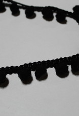Pompon band smal 15mm zwart col.990
