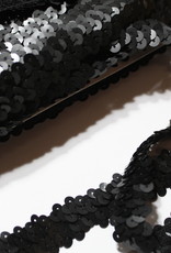Elastische paillettenband 12mm tot 25mm mat zwart