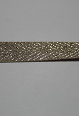 lint met zigzag motief lurex zilver beige 15mm