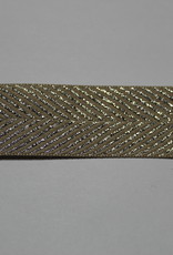 lint met zigzag motief lurex zilver beige 25mm