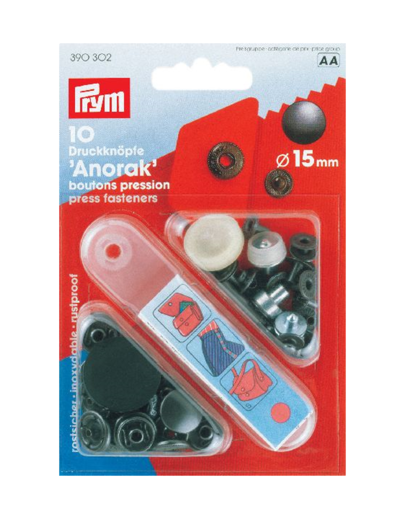Prym - Naaivrije drukknopen mat zwart 15mm - 390 3302