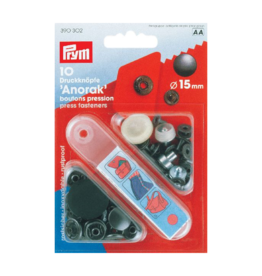 Prym - Naaivrije drukknopen mat zwart 15mm - 390 302