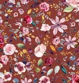 Poppy Jersey GOTS digital print Painted Flowers Henna