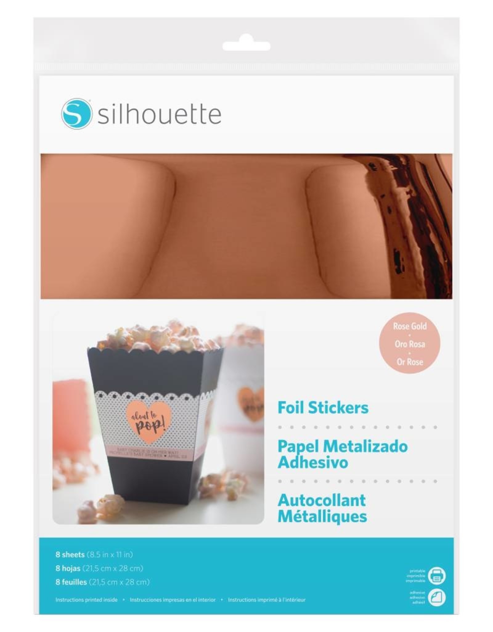 Silhouette rose-gold foil stickers