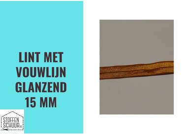 Biais elastisch lint met vouwlijn GLANZEND 15 mm
