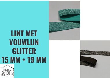 Biais elastisch lint met vouwlijn GLITTER 15 mm en 19 mm