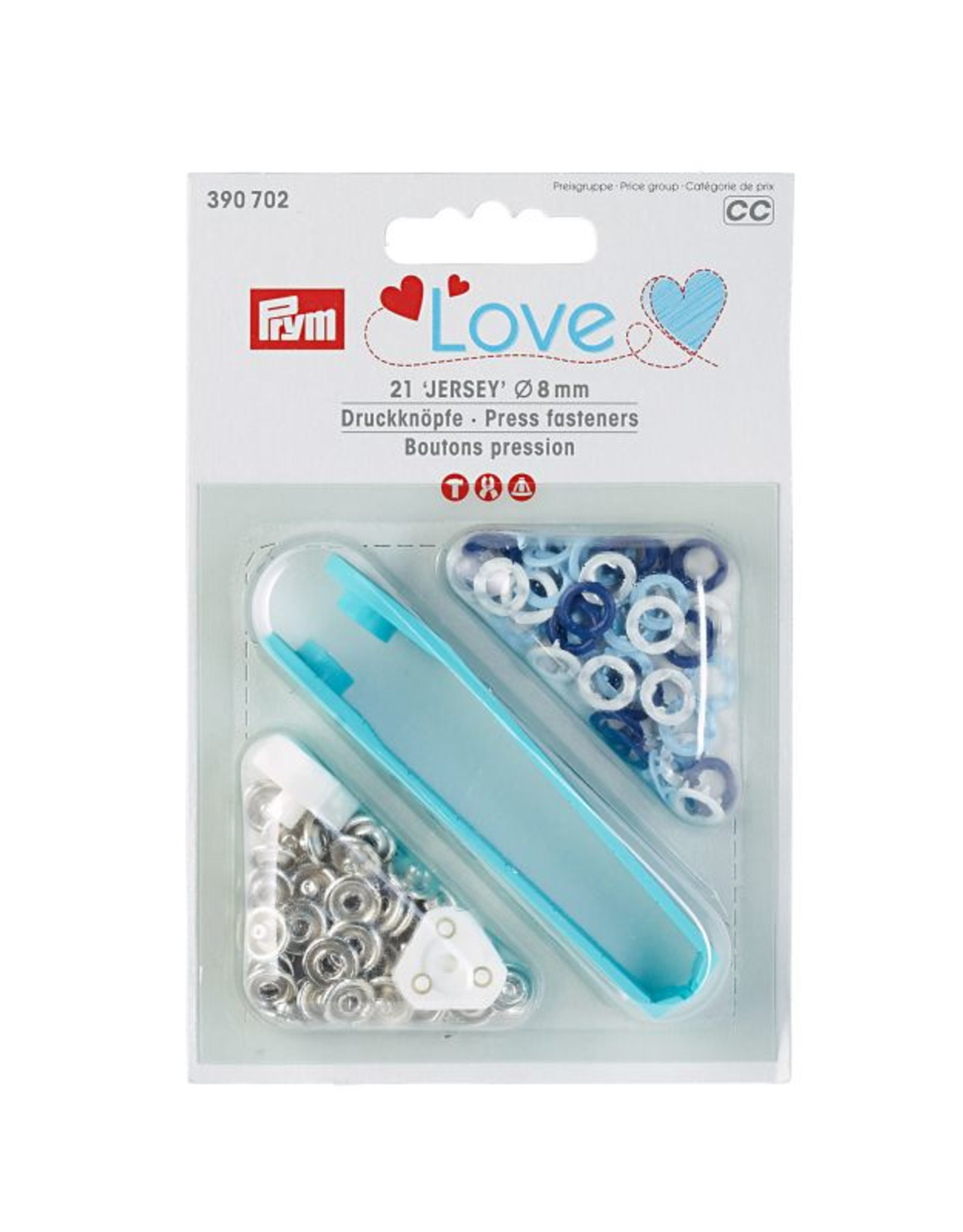 Prym - Drukknopen blauw/wit/lichtblauw Jersey 8mm - 390 702