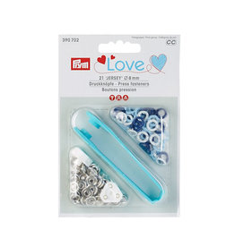 Prym - Drukknopen blauw/wit/lichtblauw Jersey 8mm - 390 702