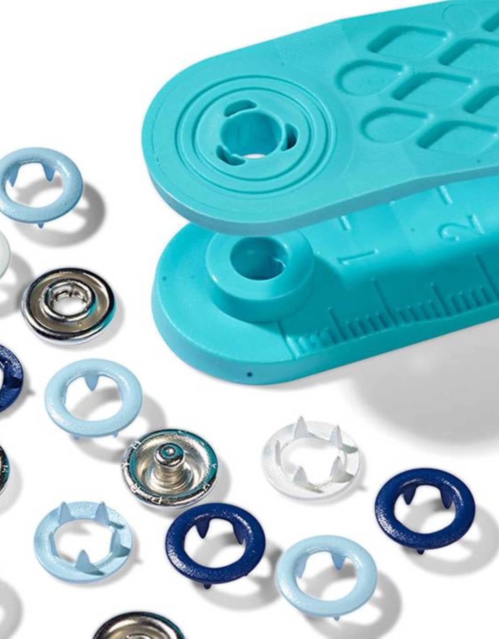 Prym - Drukknopen blauw/wit/lichtblauw Jersey 8mm - 390 702