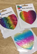 HKM Applicatie multicolor (rainbow) hart  8cm - assortiment kleur
