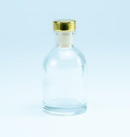 Luxe flesje glas transparant met gouden dop - 50ml