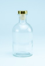 Luxe fles glas transparant met gouden dop - 250 ml