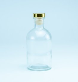 Luxe fles glas transparant met gouden dop - 250 ml
