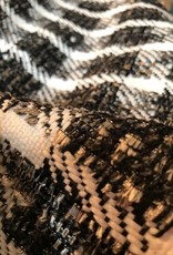 Tweed met pluches ruit/streep patroon zwart&wit
