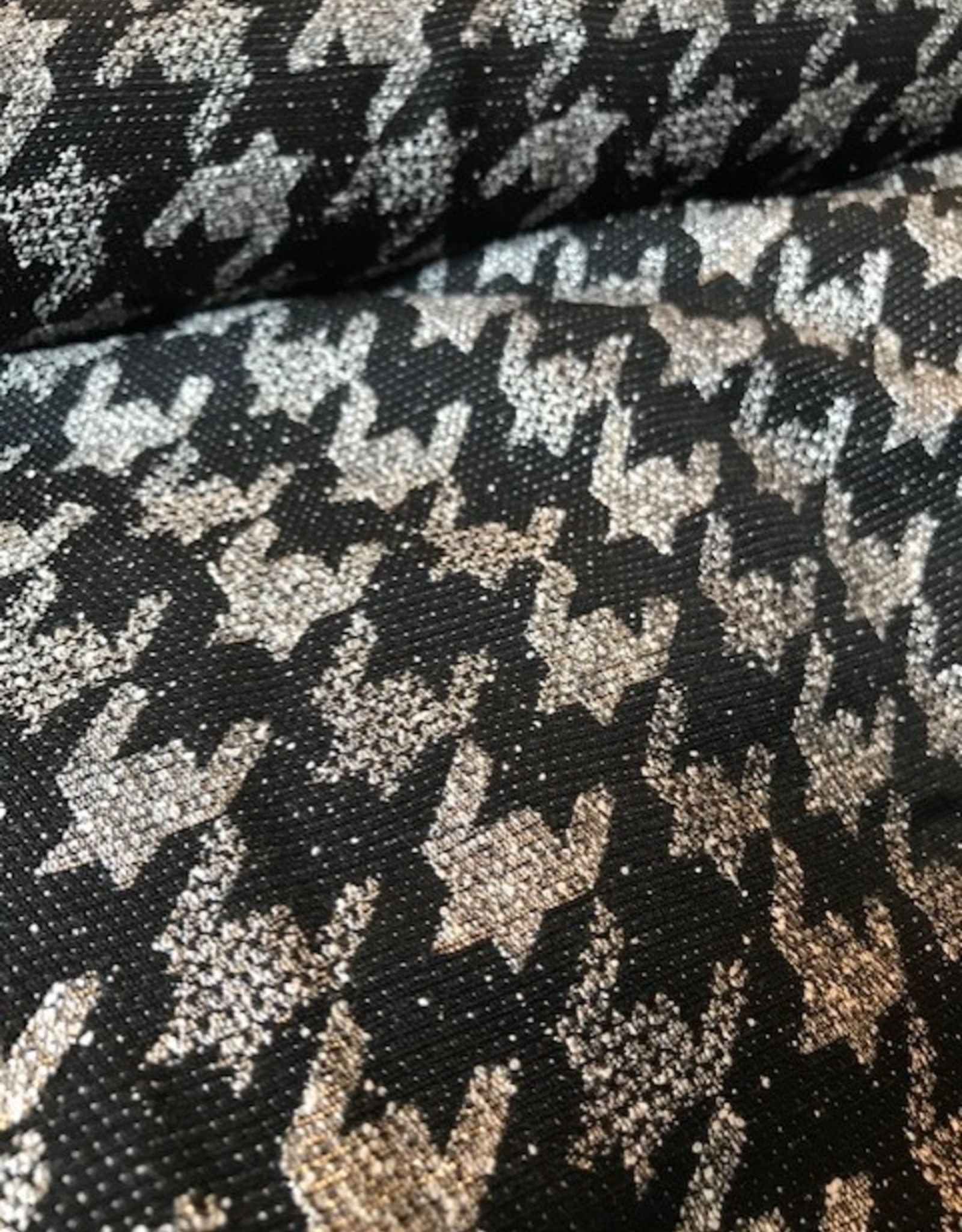 Jacquard black/white metellic sparkle silver double face