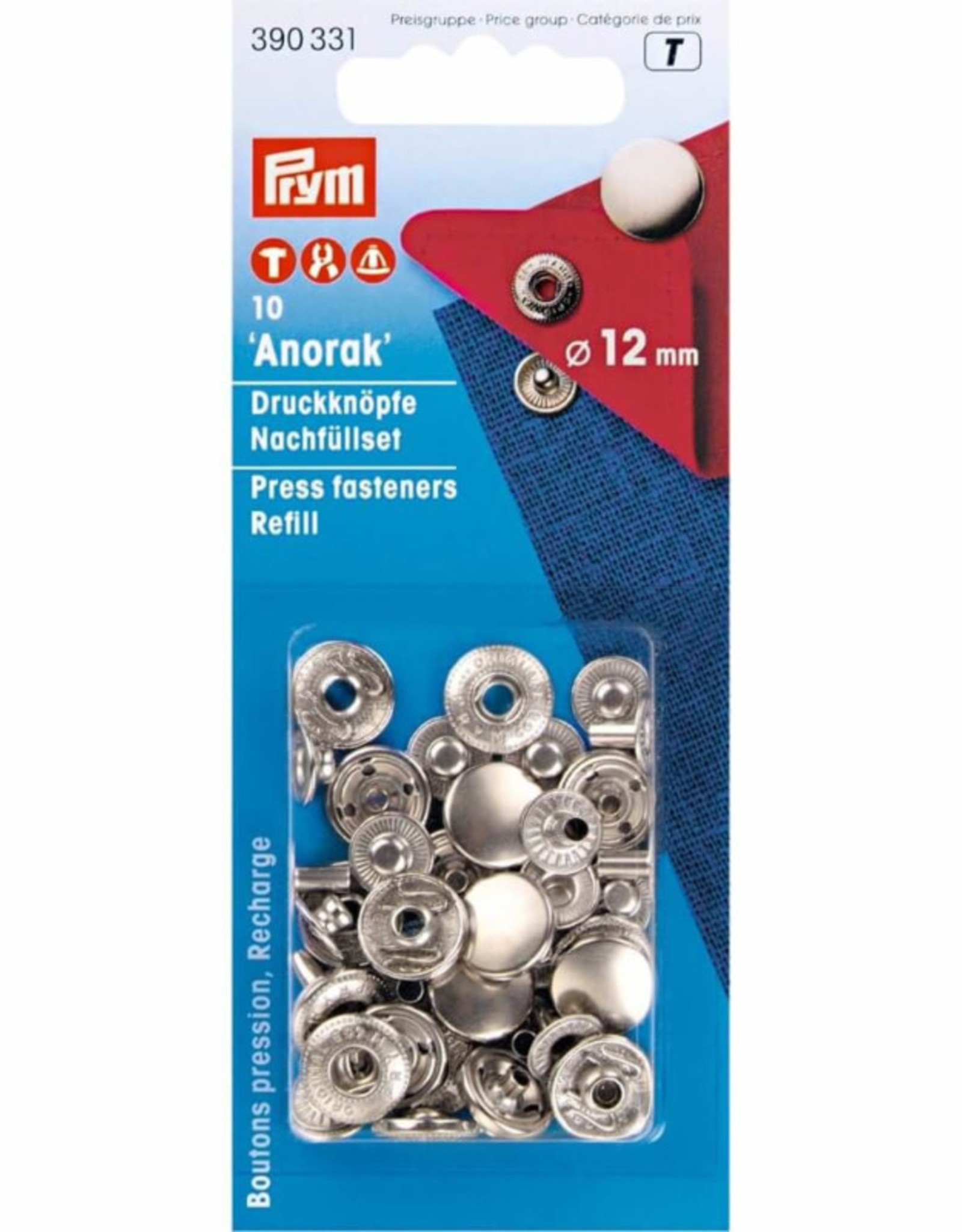 Prym - Navulling drukkopen anorak 12mm zilver - 390 331