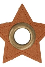 Nestelring brons met cognac leder 8mm - stervorm