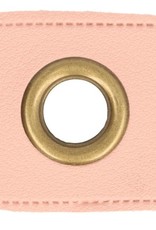 Nestelring brons met roze leder 8mm