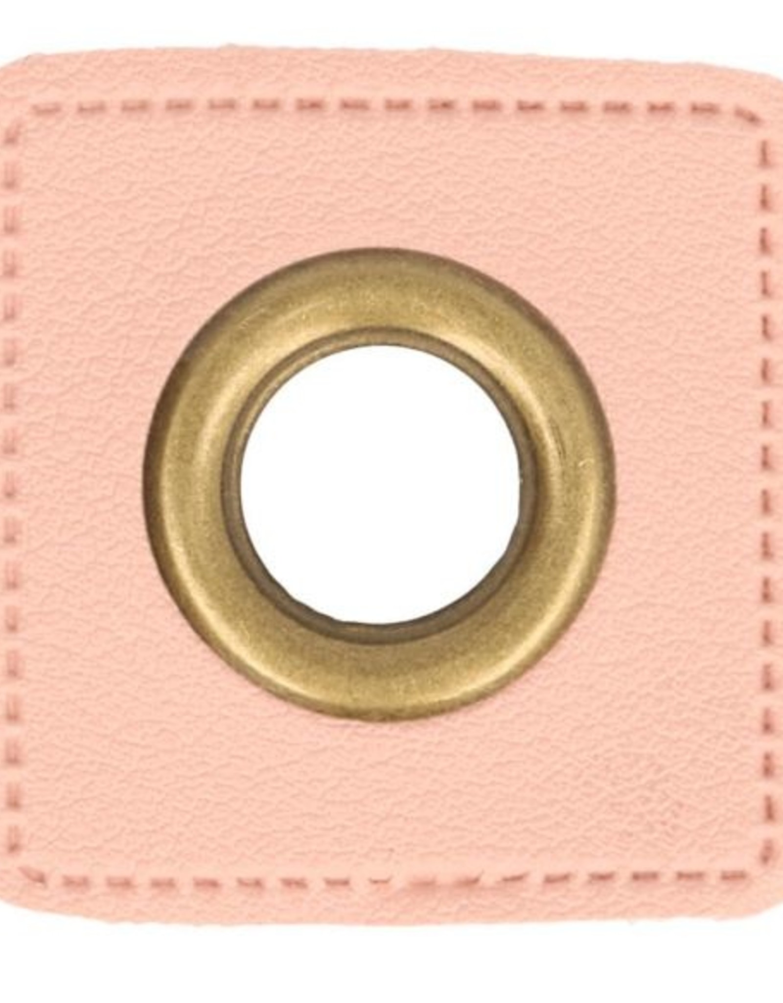 Nestelring brons met roze leder 8mm