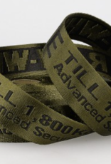 Tassenband met tekst RAW WEBBING 35mm - kaki