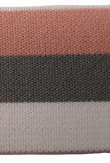 Elastiek gestreept pastel roze/grijs/wit