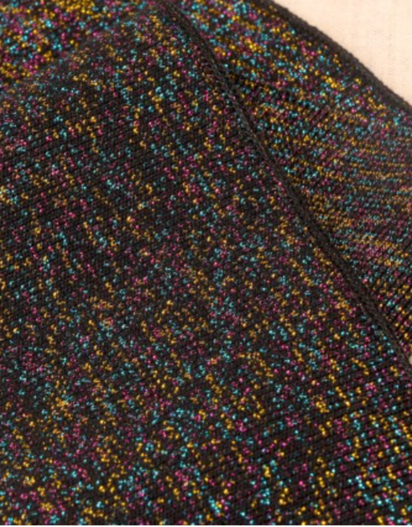 Cuff glitter metallic  multicolor zwart 9cm - per ca 120cm