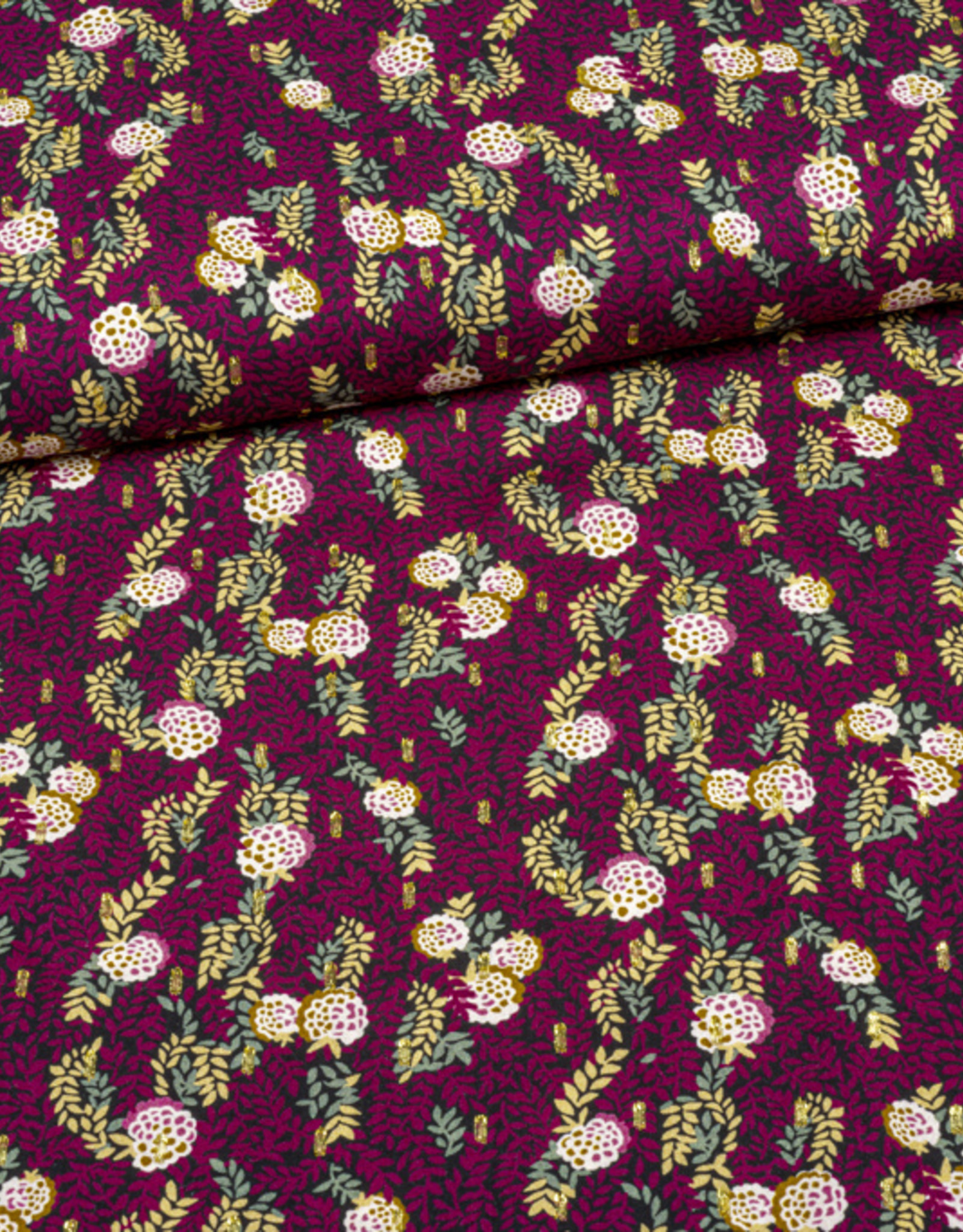 Viscose Treasures between the leaves gouden lurex draadjes - Burda