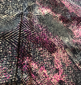 Viscose Gelin abstracte print paars, zwart