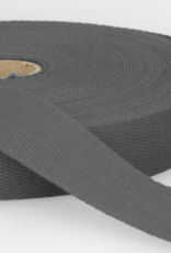 Tassenband katoen donkergrijs 40mm Tassenband katoen donkergrijs 40mm