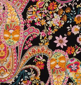 Stoffenschuur selectie Coupon 65X140 Viscosejersey paisley black