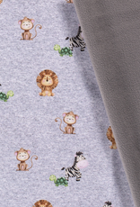 Softshell digitaal bedrukt safari dieren grijs mélange Softshell digitaal bedrukt safari dieren grijs mélange