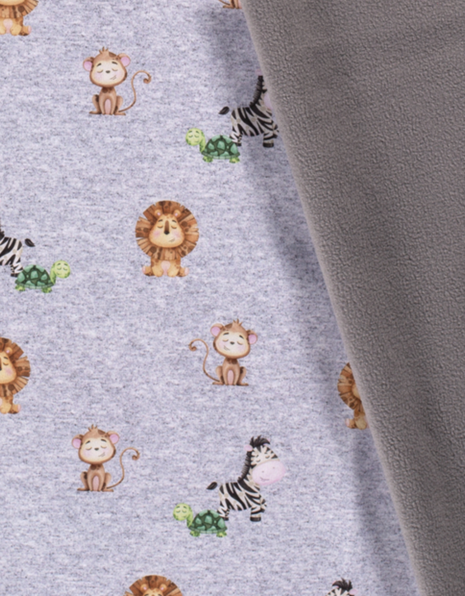 Softshell digitaal bedrukt safari dieren grijs mélange