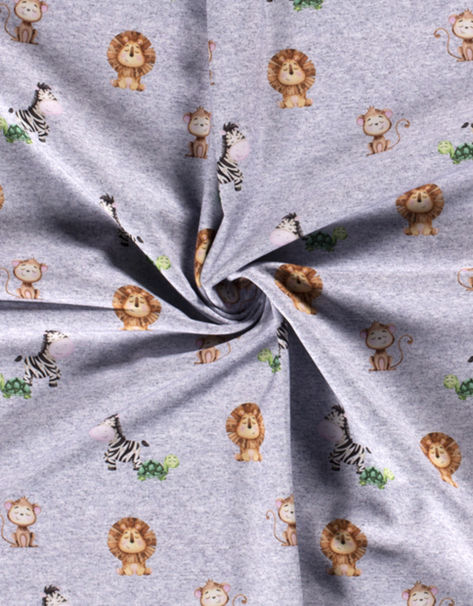 Softshell digitaal bedrukt safari dieren grijs mélange