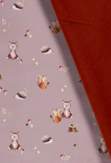 Softshell digitaal bedrukt bos diertjes roest Softshell digitaal bedrukt bos diertjes roest