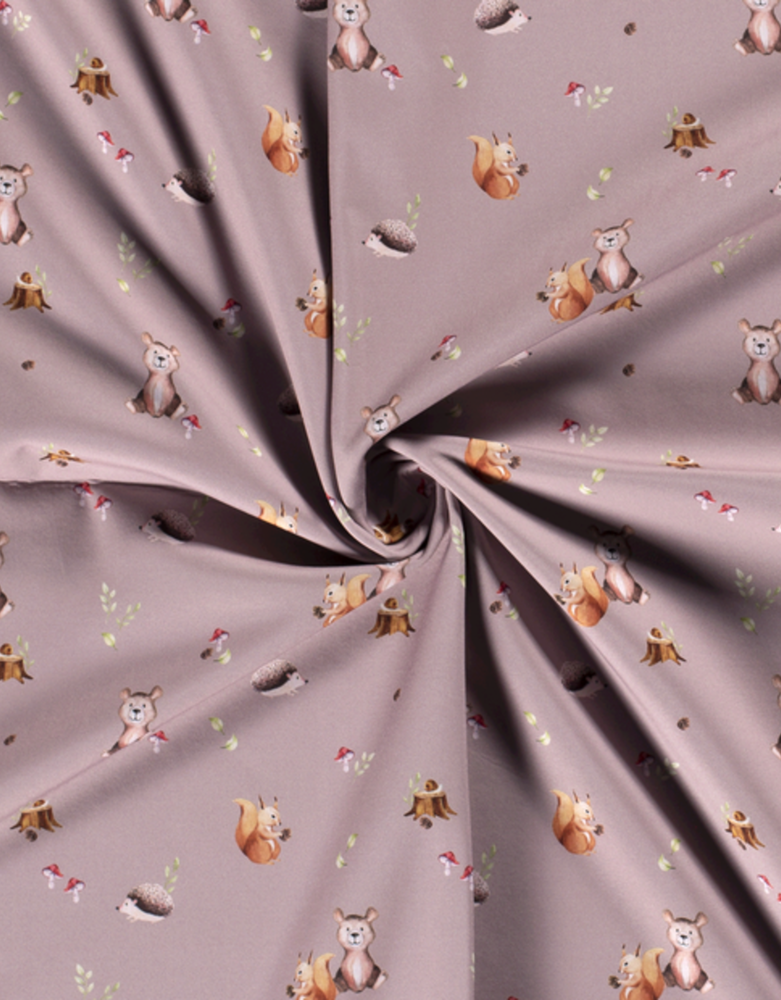 Softshell digitaal bedrukt bos diertjes roest