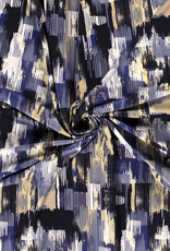 Stoffenschuur selectie Coupon 65X150 Crepe jersey abstract geblokt blauw