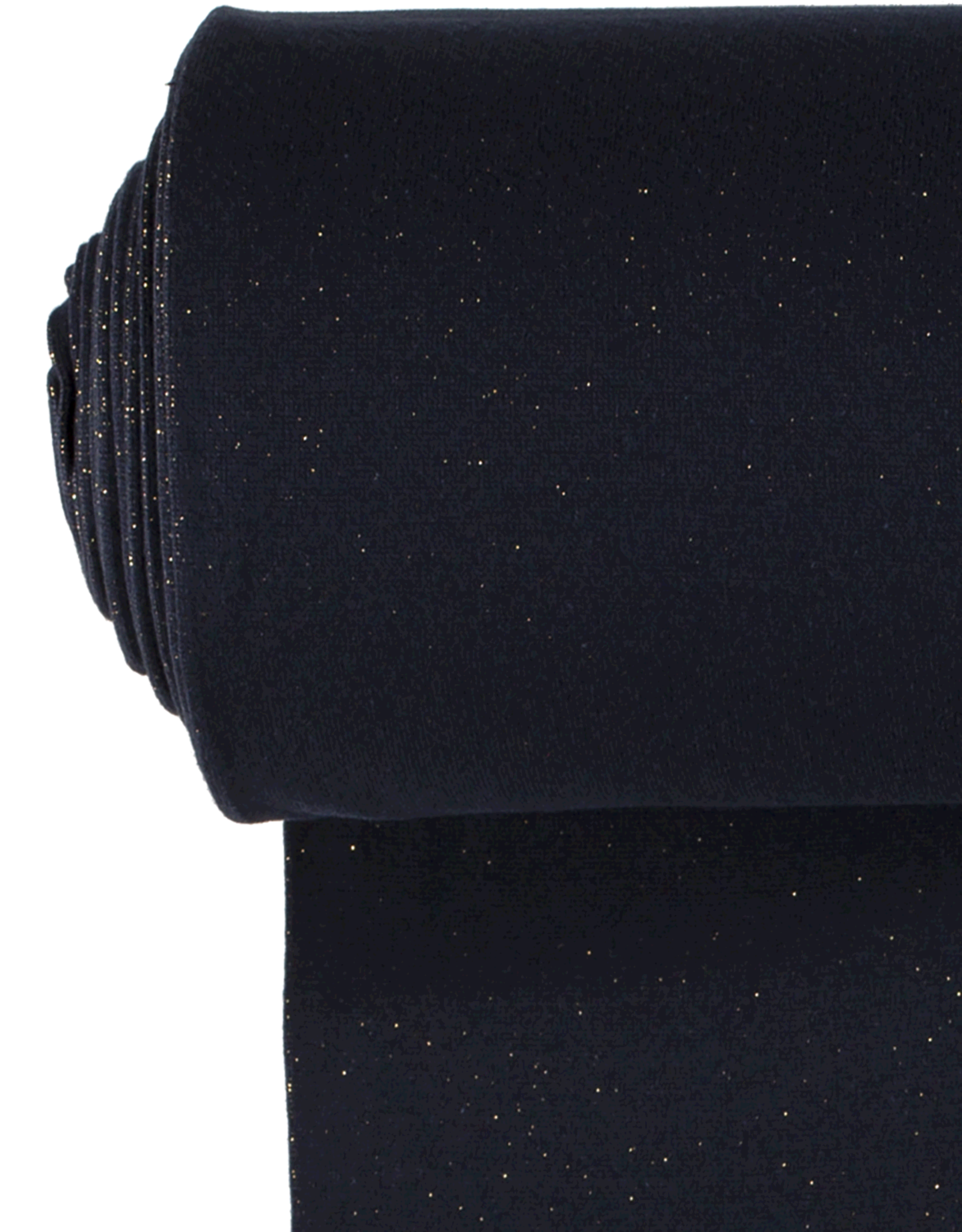 Glitterboordstof vlak lurex goud navy rondgebreid 35cm