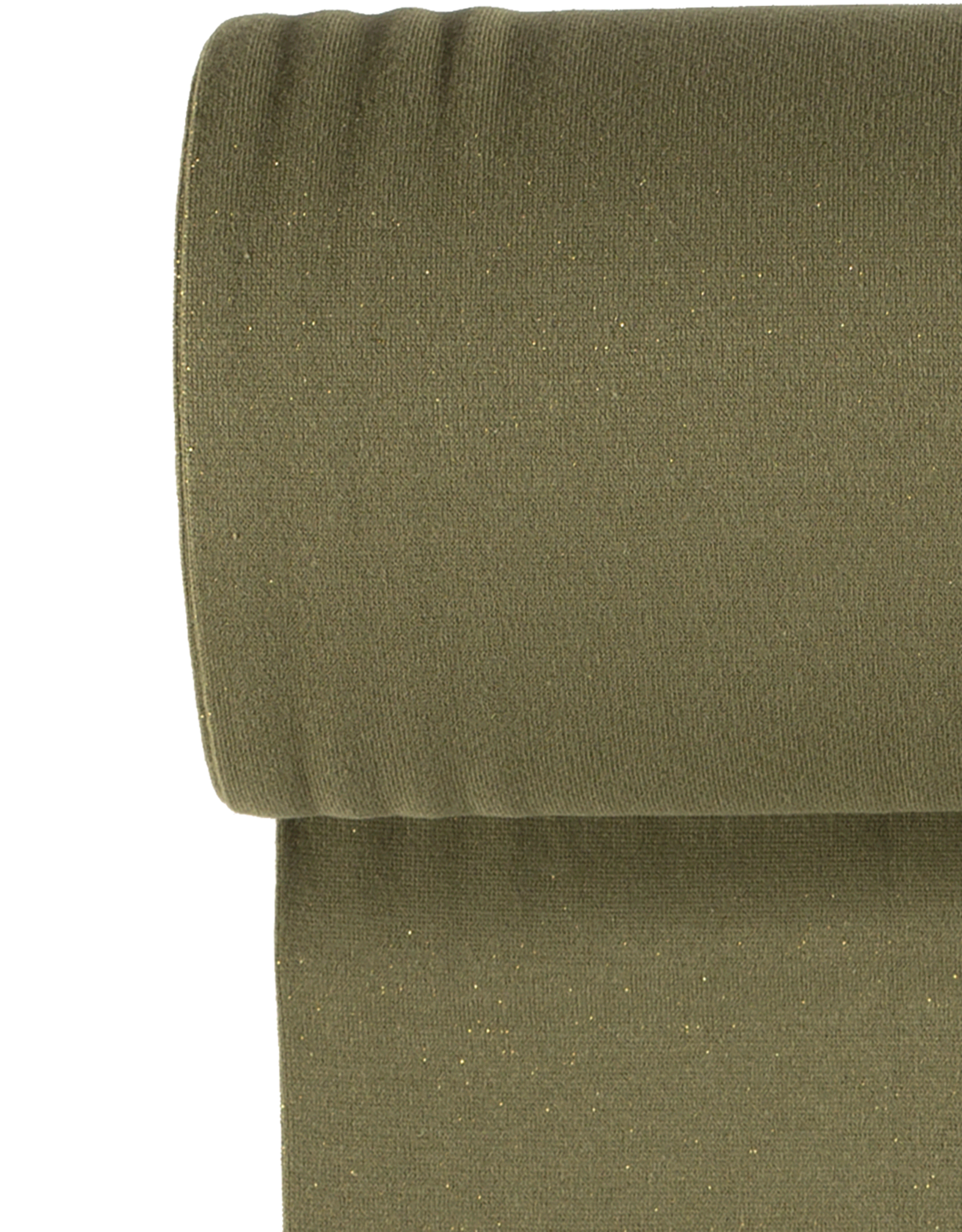 Glitterboordstof vlak lurex goud kaki rondgebreid 35cm